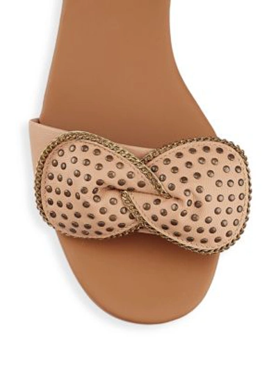 Shop See By Chloé Clara Bow Leather Flat Sandals In Tan
