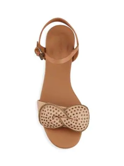 Shop See By Chloé Clara Bow Leather Flat Sandals In Tan