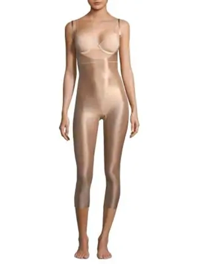 Shop Spanx Suit Your Fancy Open-bust Bodysuit In Broadway Beige