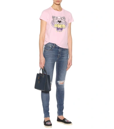 Shop Kenzo Printed Cotton T-shirt In Pink