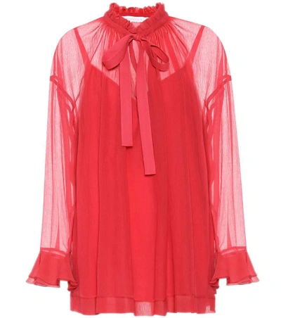 Shop See By Chloé Cotton And Silk Blouse In Red