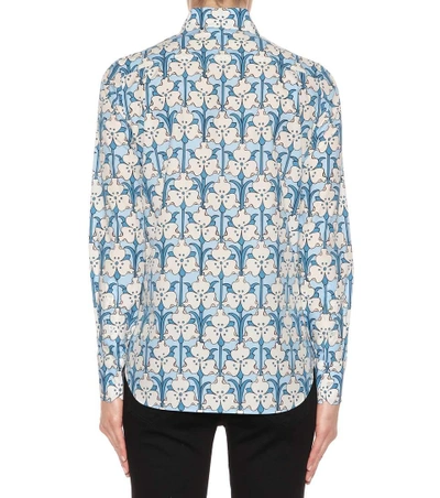 Shop Prada Floral-printed Cotton Shirt In Blue