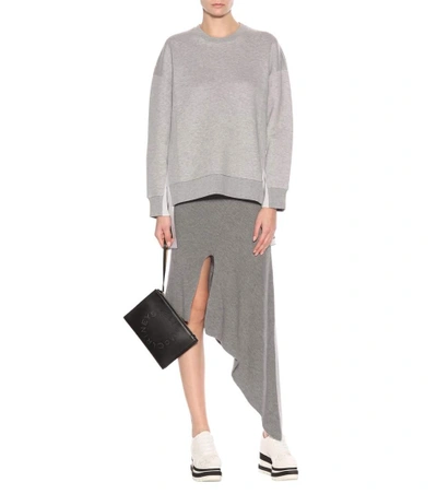Shop Stella Mccartney Embellished Cotton-blend Sweatshirt In Grey