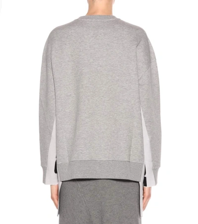 Shop Stella Mccartney Embellished Cotton-blend Sweatshirt In Grey