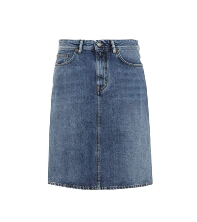 Shop Acne Studios Shadow Denim Skirt In Blue