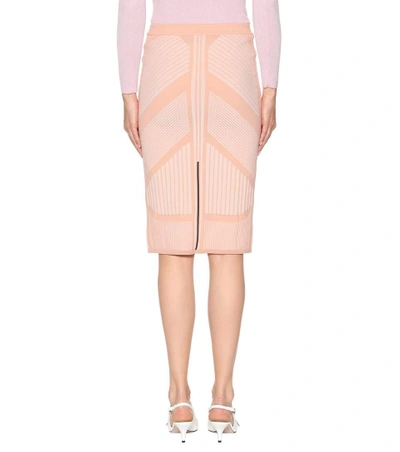 Shop Prada Printed Pencil Skirt In Pink