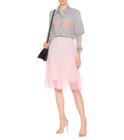Shop Prada Pleated Cigaline Skirt In Pink