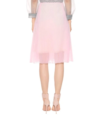 Shop Prada Pleated Cigaline Skirt In Pink