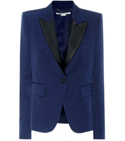 Shop Stella Mccartney Wool Tuxedo Blazer In Blue