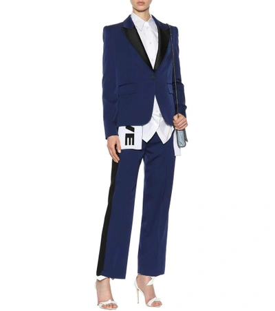 Shop Stella Mccartney Wool Tuxedo Blazer In Blue