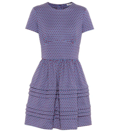 Shop Miu Miu Cotton-blend Jacquard Dress In Blue