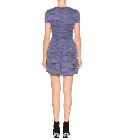 Shop Miu Miu Cotton-blend Jacquard Dress In Blue