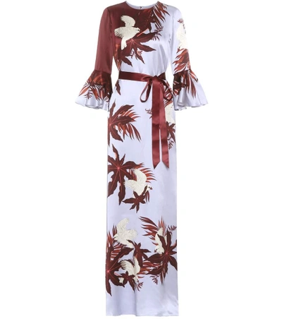 Shop Erdem Linzea Printed Silk Dress In Multicoloured