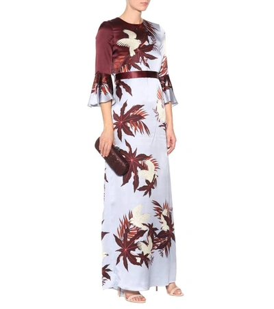 Shop Erdem Linzea Printed Silk Dress In Multicoloured