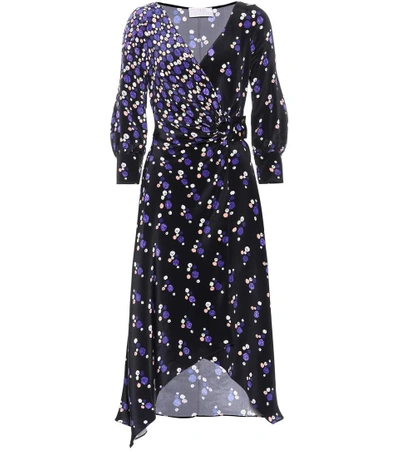 Shop Peter Pilotto Printed Wrap-style Silk Dress In Blue