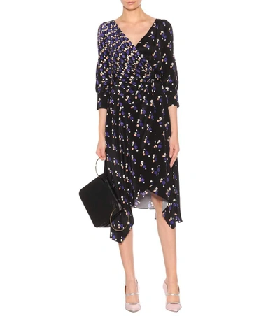 Shop Peter Pilotto Printed Wrap-style Silk Dress In Blue