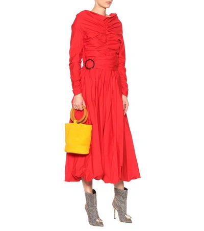 Shop Isa Arfen Cotton Poplin Dress In Red