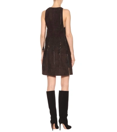 Shop Chloé Embellished Suede Vest In Brown