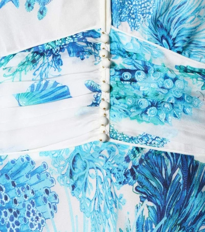 Shop Roberto Cavalli Printed Silk Dress In Blue