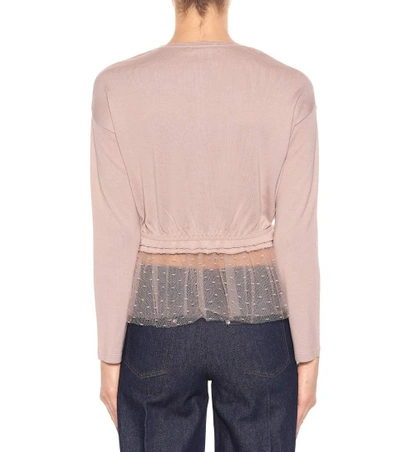 Shop Red Valentino Tulle-trimmed Wool Cardigan In Pink