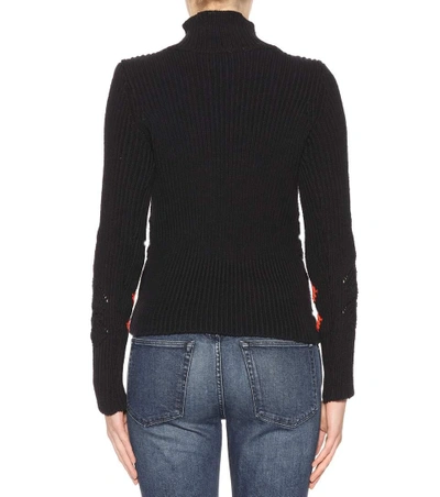 Shop Peter Pilotto Cotton-blend Turtleneck Sweater In Eavy