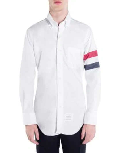 Shop Thom Browne Classic Cotton Casual Button-down Shirt In Red White Blue