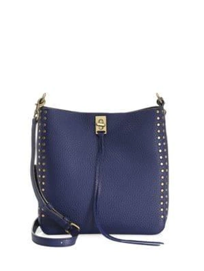 Shop Rebecca Minkoff Darren Small Leather Feed Bag In True Navy