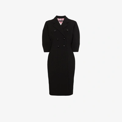 Shop Dolce & Gabbana Double Breasted Bell Sleeve Coat In Black