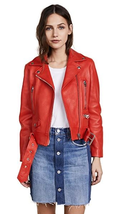 Shop Acne Studios Leather Jacket In Red