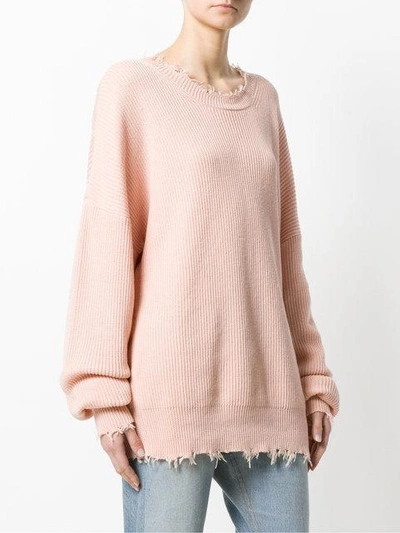 Ben Taverniti Unravel Project Distressed Ribbed Jumper In Pink