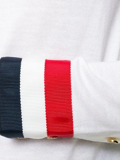 Shop Thom Browne Grosgrain Stripe-cuffs Jumper In White