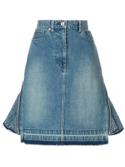 Shop Sacai Peplum Denim Skirt - Blue