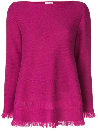 Shop Borgo Asolo Cashmere Fringed Hem Sweater In Pink