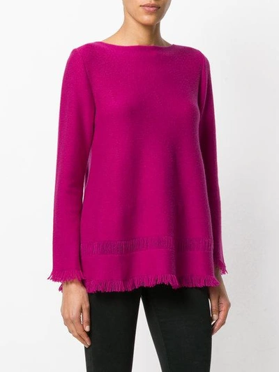 Shop Borgo Asolo Cashmere Fringed Hem Sweater In Pink