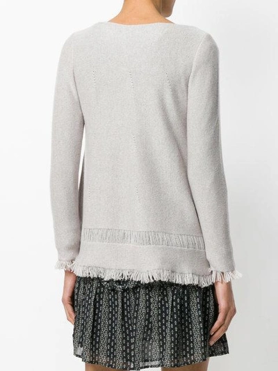 Shop Borgo Asolo Cashmere Fringed Hem Sweater - Grey