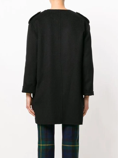 Shop Michael Michael Kors Collarless Zip-up Coat In Black
