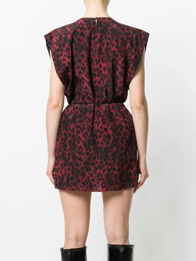 Shop Saint Laurent Leopard Print Dress In Red