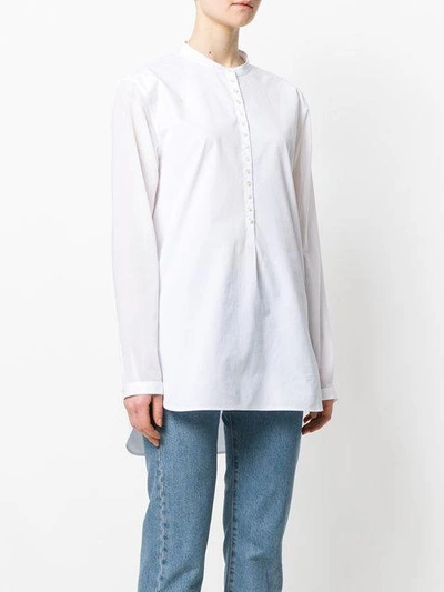 Shop Saint Laurent Buttoned Long Blouse In White