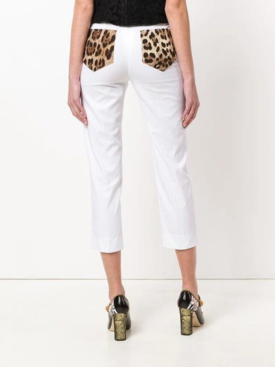 Shop Dolce & Gabbana Leopard Trim Cropped Trousers In White