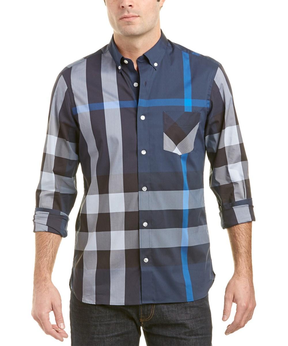 burberry check shirt blue