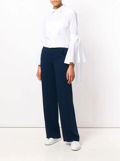 Shop P.a.r.o.s.h Wide Leg Tailored Trousers In Blue