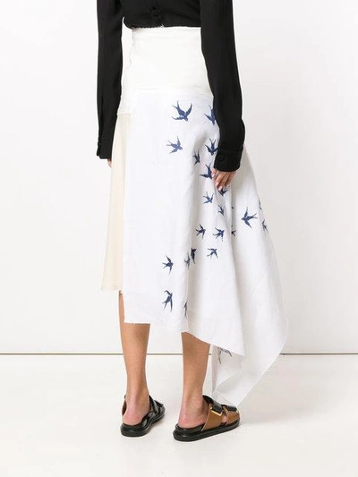 Shop Jw Anderson Swallow Embroidered Patchwork Skirt