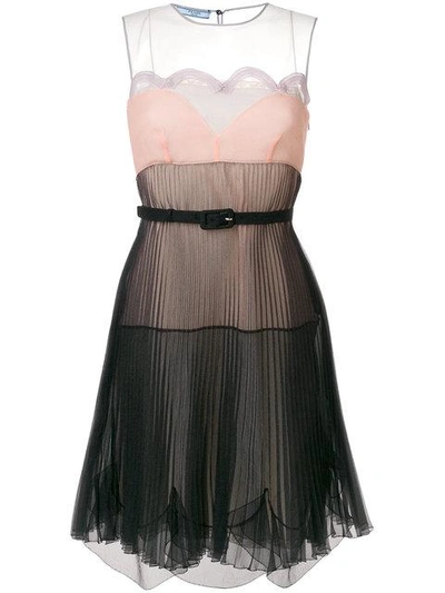 Shop Prada Pleated Panelled Dress