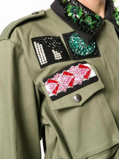 Shop Miu Miu Bead And Crystal-embellished Jacket - Green