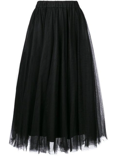 Shop P.a.r.o.s.h Tulle Midi Skirt In Black