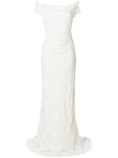 Shop Olvi's Off Shoulder Bridal Gown In Neutrals