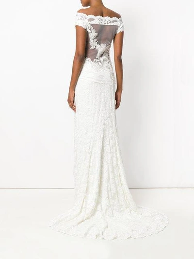 Shop Olvi's Off Shoulder Bridal Gown In Neutrals