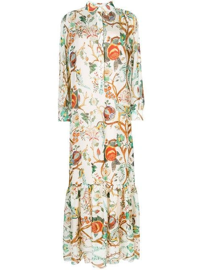 Shop Alberta Ferretti Floral Print Shirt Dress In 1002 Multicolor