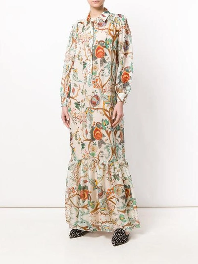 Shop Alberta Ferretti Floral Print Shirt Dress In 1002 Multicolor