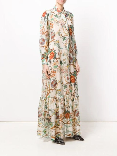 Shop Alberta Ferretti Floral Print Shirt Dress In 1002 Multicolor